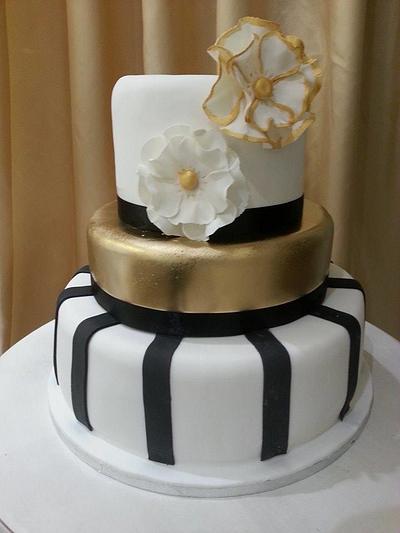 GOLD BLACK AND WHITE WEDDING CAKE - Cake by Christina Papadopoulou