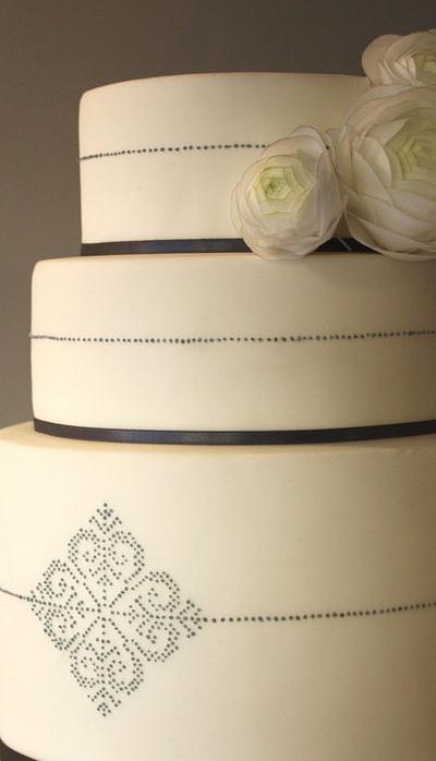 scandi spots with ranunculus - Cake by Happyhills Cakes