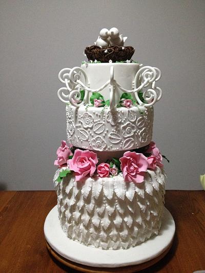Love birds wedding cake  - Cake by HeavensCakes