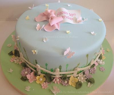 Butterfly Garden Cake - Cake by Shereen