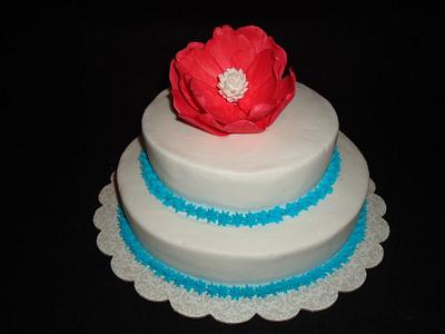 Teal and Red Anniversary - Cake by Kim Leatherwood
