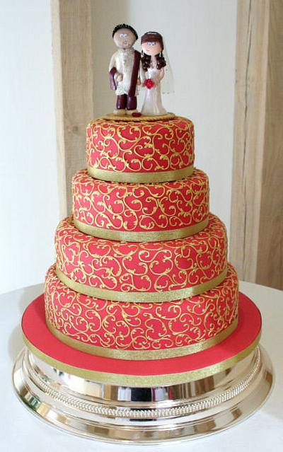 Red and Gold Indian Wedding Cake - Cake by allaboutcake