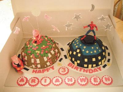 Peppa pig by day Spiderman by night - Cake by Vanessa Platt  ... Ness's Cupcakes Stoke on Trent