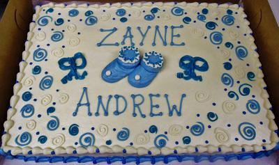 Baby shower cake in blue for boy (all buttercream)! - Cake by Nancys Fancys Cakes & Catering (Nancy Goolsby)