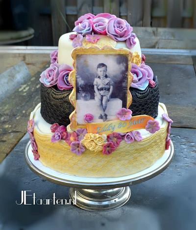 Happy 80 birthdaycake - Cake by Judith-JEtaarten