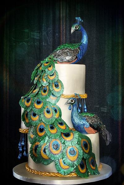 Peacocks in Cotillion Cake - Cake by Anna Mathew Vadayatt