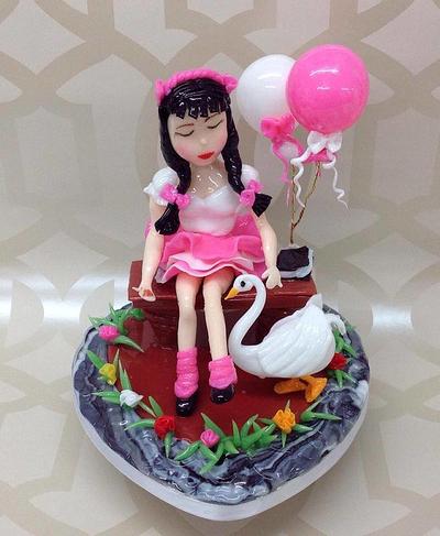 "I ❤Isomalt!" Girl with a goose cake topper - Cake by Ribana Cristescu 