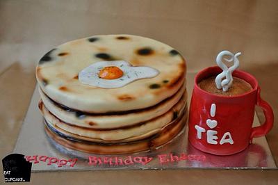 Stacked Indian bread and cup of tea cake  - Cake by Sahar Latheef