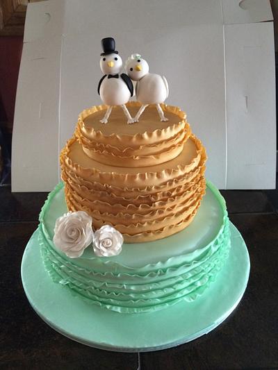 Lovebirds & ruffles - Cake by madaboutcake