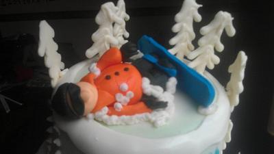 snowboarder - Cake by sticky dough cakes by Julia in Ferndale