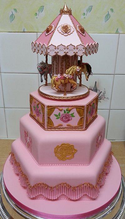 Carousel Christening Cake - Cake by Di's Delights 