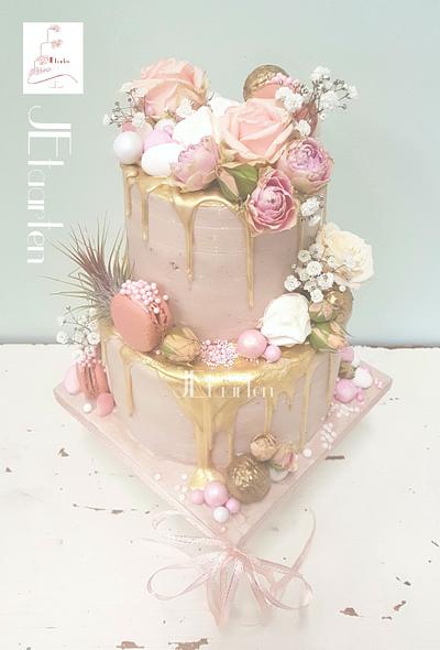 Pink babyshower cake - Cake by Judith-JEtaarten