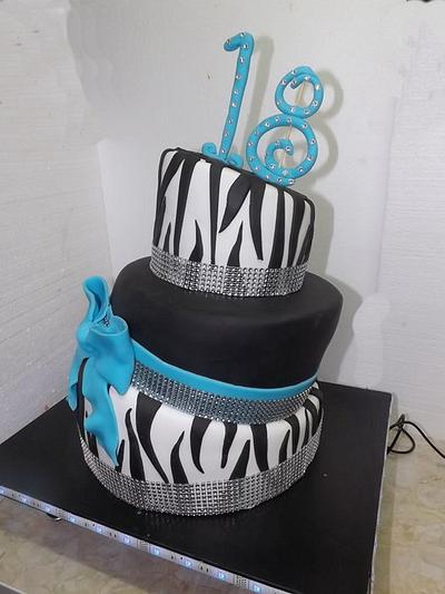 Zebra & blue bow - Cake by Katarina