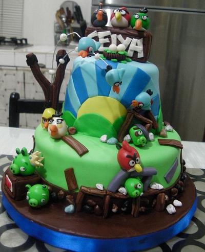 Angry Bird Inspired Cake and cupcakes - Cake by Francesca's Smiles