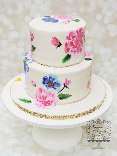 Hand-Painted Pink and Blue - Cake by Joy Thompson at Sweet Treats by Joy