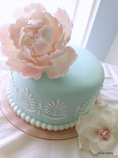 Dreamy Blue With Peony - Cake by Bliss Pastry