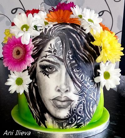Woman with flowers - Cake by aniilievacakes