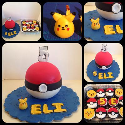 Pokeman ball and pikachu  - Cake by Sheri Hicks