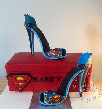 Supergirl stilettos for a super girl! - Cake by Who did the cake (Helen Wilkinson)