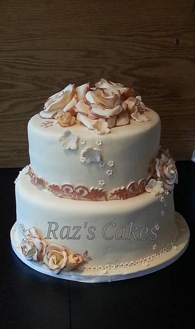 Gold and Ivory Wedding Cake - Cake by RazsCakes