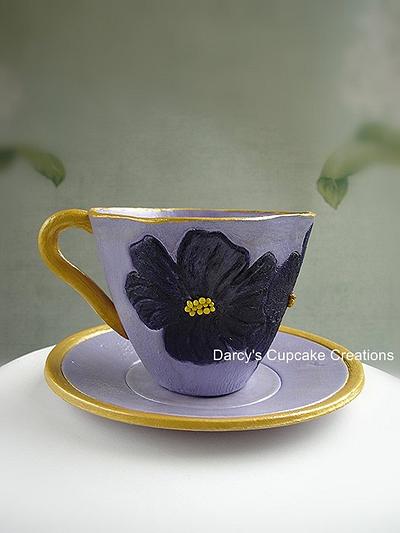 African Violet Sugar Teacup - Cake by DarcysCupcakes