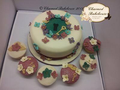 "Vintage Garden" Cake & cupcakes - Cake by Charmed Bakehouse