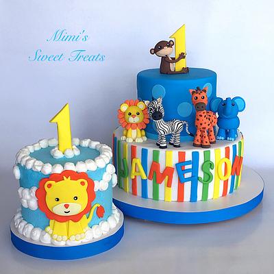 Zoo Animals 1st Bday and Smash Cake - Cake by MimisSweetTreats