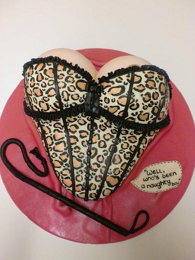 Sexy leopard print basque cake - Cake by Nicola Shipley