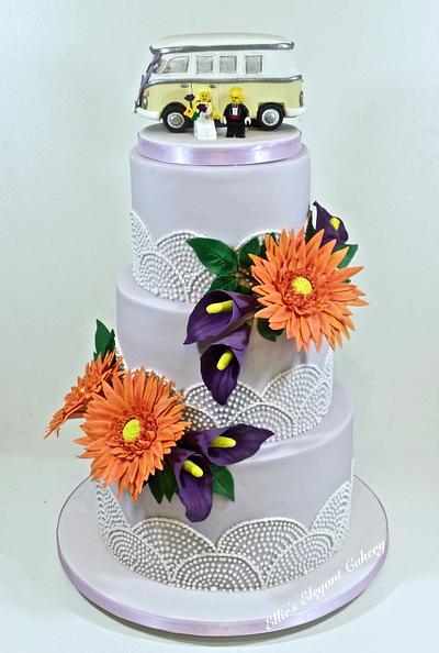 Gerbera and lily wedding cake - Cake by Ellie @ Ellie's Elegant Cakery