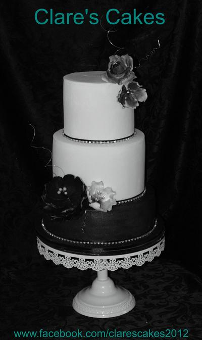 Black and Bling Wedding Cake - Cake by Clare's Cakes - Leicester