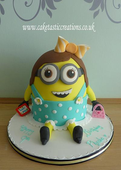 Girly Minion Cake  - Cake by Caketastic Creations