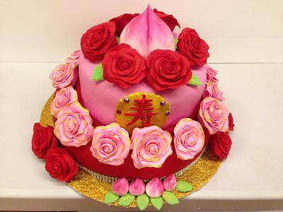 Chinese Oriental 80th birthday cake - Cake by Bellebelious7