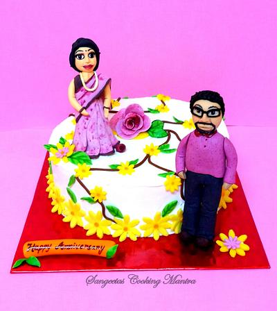 Floral Anniversary Cake - Cake by Sangeeta Roy Ghosh