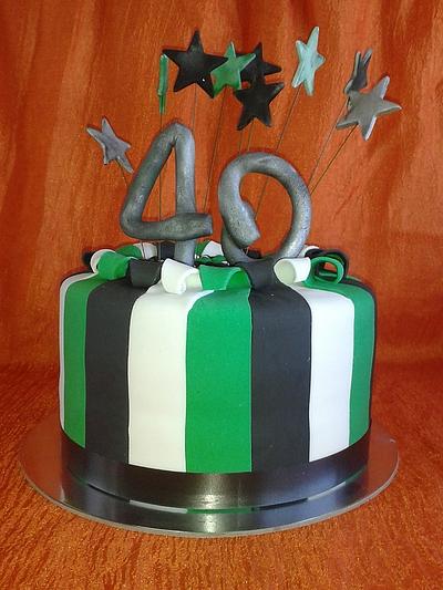 Green, White and Black Star Burst Cakee - Cake by .