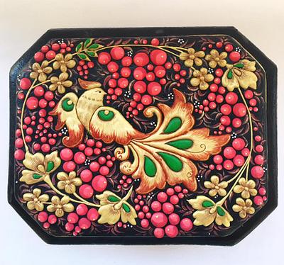 Gingerbread cookie box decorated in Russian Hohloma style with royal icing - Cake by Sveta