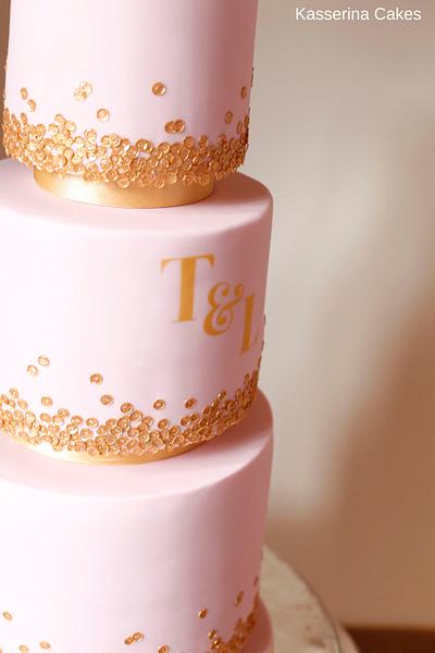 Dusky pink with gold sequins - Cake by Kasserina Cakes
