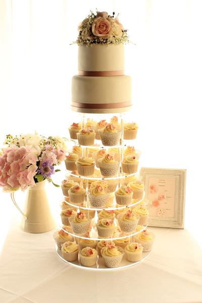 Blushing Pink wedding cupcake tower - Cake by Victoria's Cakes