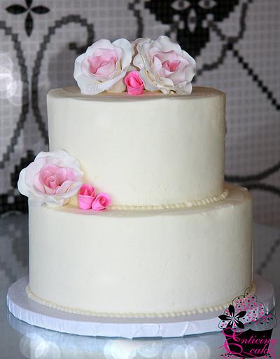 Blush of Pink ~ English Garden Buttercream Wedding Cake - Cake by Enticing Cakes Inc.