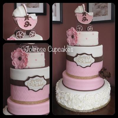 Baby Shower cake with Pram topper - Cake by Jolirose Cake Shop