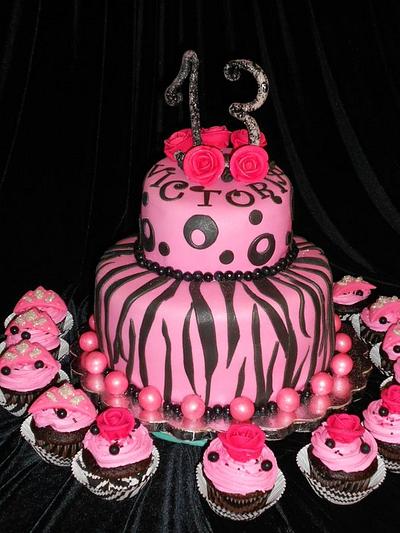 Zebra print on Hot Pink - Cake by Maria Cazarez Cakes and Sugar Art