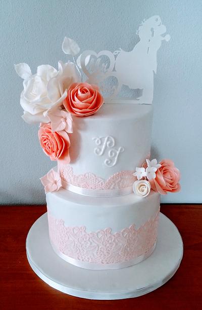 Wedding peach - Cake by alenascakes