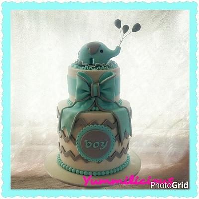 Elephant Baby Shower Cake - Cake by Yummilicious