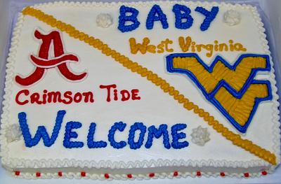 Baby cake two sports teams BC  - Cake by Nancys Fancys Cakes & Catering (Nancy Goolsby)