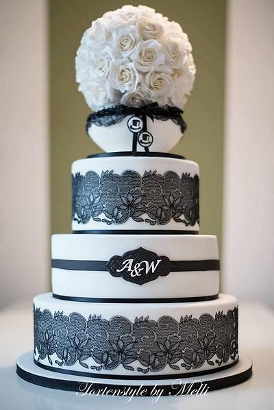 Black and white wedding cake  - Cake by Melanie Gohra