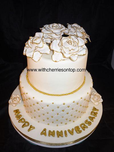 Golden Anniversary cake - Cake by WithCherriesOnTop