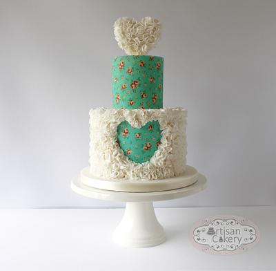 Ruffle Heart Cake  - Cake by Artisan cakery - Kelly Thoburn-Wilson
