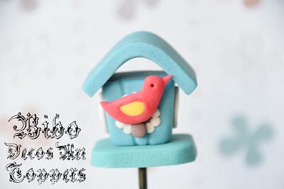 Bird House Fondant Topper  - Cake by BiboDecosArtToppers 