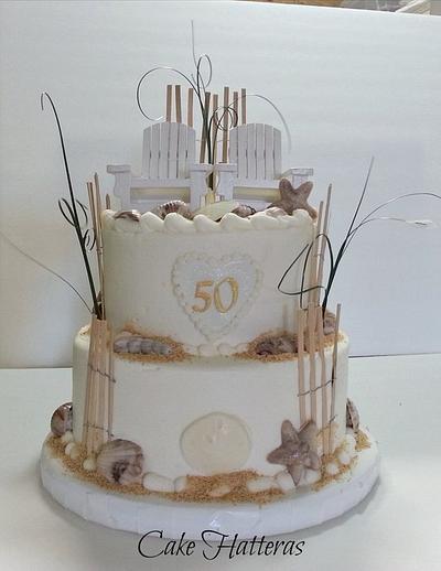 50th Anniversary Beach Wedding Cake - Cake by Donna Tokazowski- Cake Hatteras, Martinsburg WV