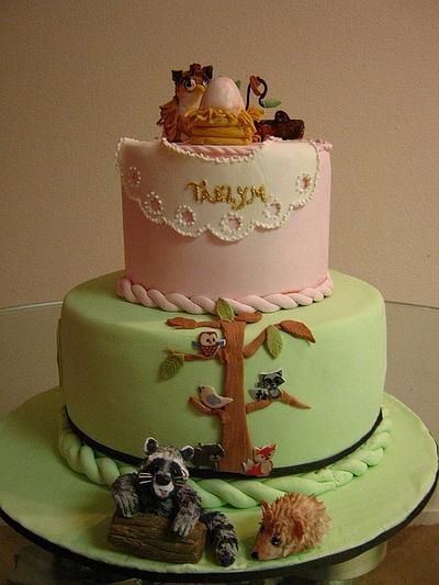 Forest Friends Themed Baby Shower Cake - Cake by Cakeicer (Shirley)