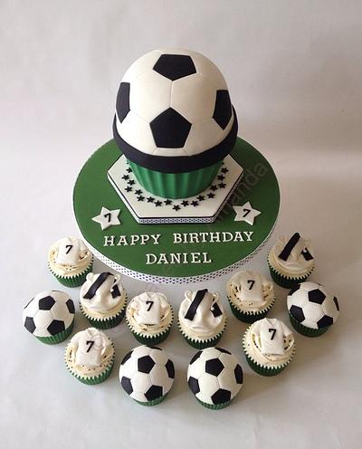 Giant Football Cupcake & matching Cupcakes - Cake by Cupcakes by Amanda
